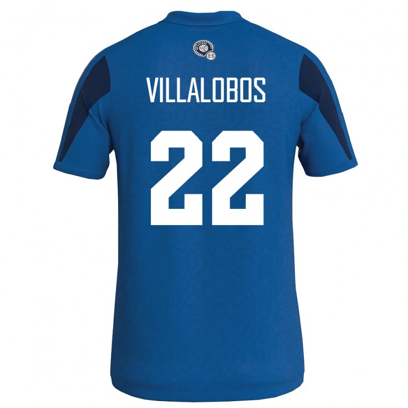 Danxen Hombre Camiseta El Salvador Benjí Villalobos #22 Azul Marino 1ª Equipación 26-28 La Camisa