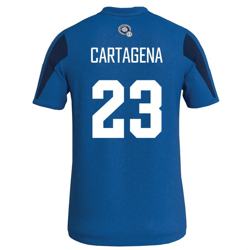 Danxen Hombre Camiseta El Salvador Melvin Cartagena #23 Azul Marino 1ª Equipación 26-28 La Camisa