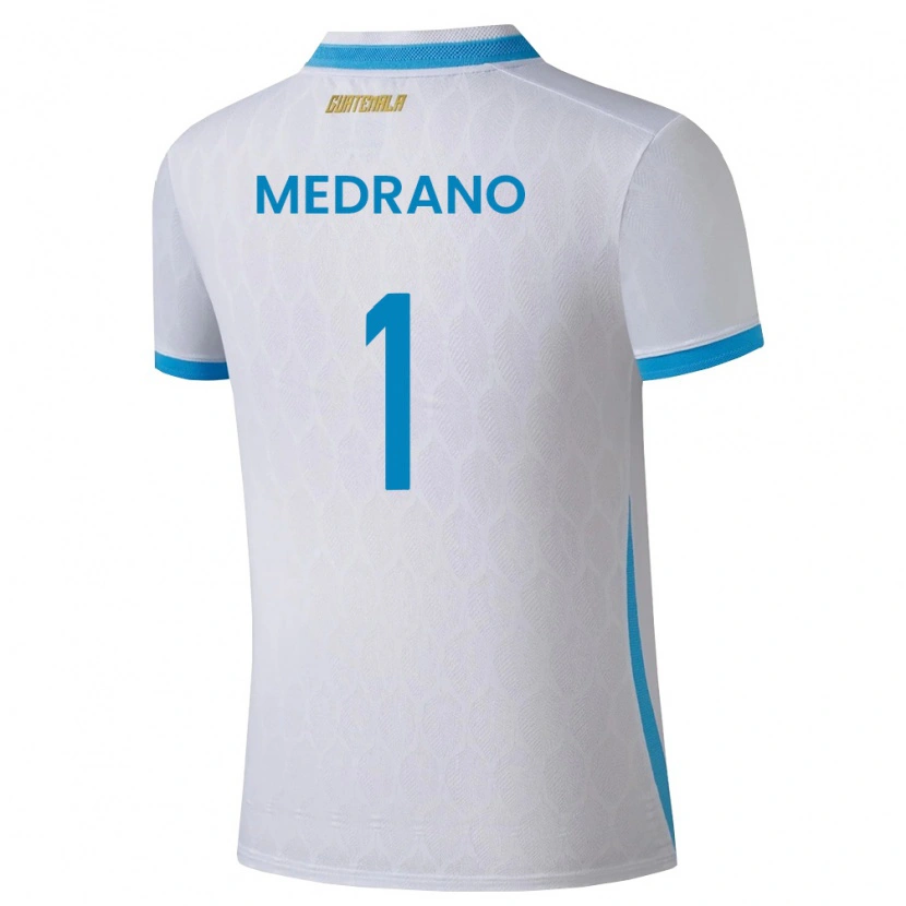 Danxen Hombre Camiseta Guatemala Alvaro Medrano #1 Blanco Azul Cielo Oro 1ª Equipación 26-28 La Camisa