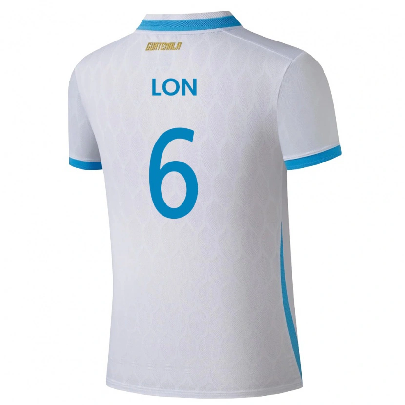 Danxen Hombre Camiseta Guatemala Ariel Lon #6 Blanco Azul Cielo Oro 1ª Equipación 26-28 La Camisa