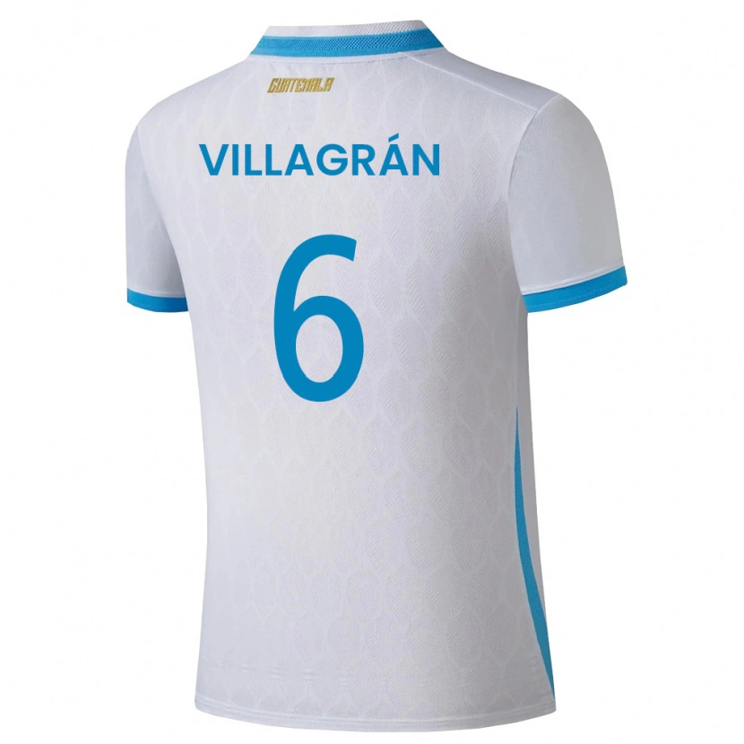Danxen Hombre Camiseta Guatemala Williams Villagrán #6 Blanco Azul Cielo Oro 1ª Equipación 26-28 La Camisa