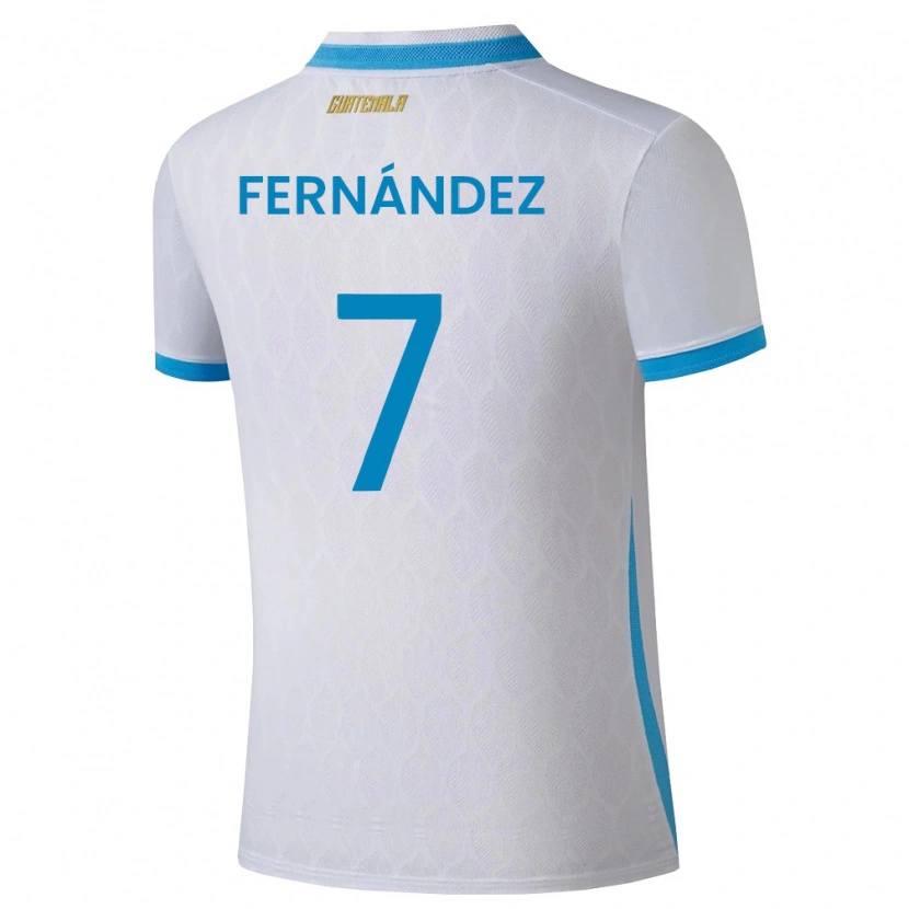 Danxen Hombre Camiseta Guatemala Diego Fernández #7 Blanco Azul Cielo Oro 1ª Equipación 26-28 La Camisa