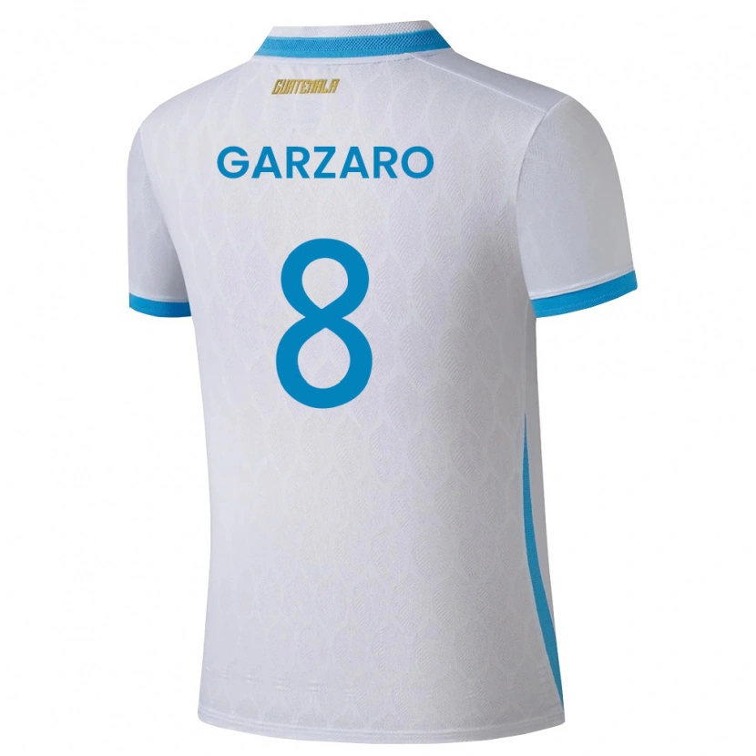 Danxen Hombre Camiseta Guatemala Santiago Garzaro #8 Blanco Azul Cielo Oro 1ª Equipación 26-28 La Camisa