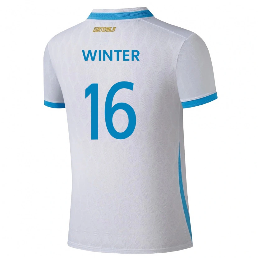 Danxen Hombre Camiseta Guatemala Mauricio Winter #16 Blanco Azul Cielo Oro 1ª Equipación 26-28 La Camisa