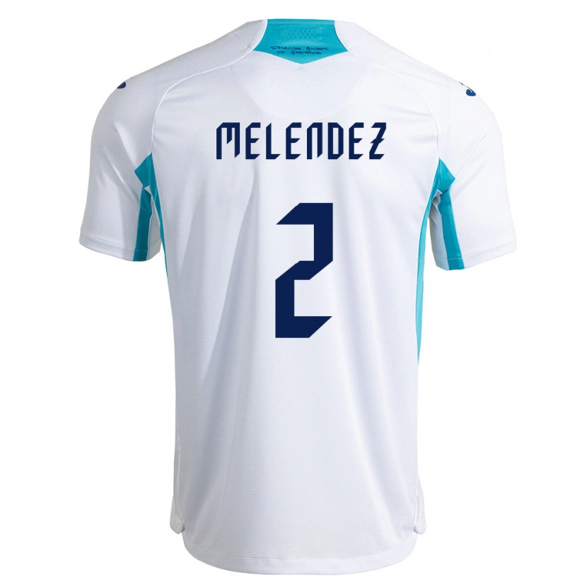 Danxen Hombre Camiseta Honduras Denis Meléndez #2 Blanco Azul Azul Cielo 1ª Equipación 26-28 La Camisa