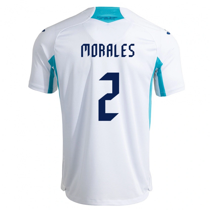 Danxen Hombre Camiseta Honduras Yensel Morales #2 Blanco Azul Azul Cielo 1ª Equipación 26-28 La Camisa