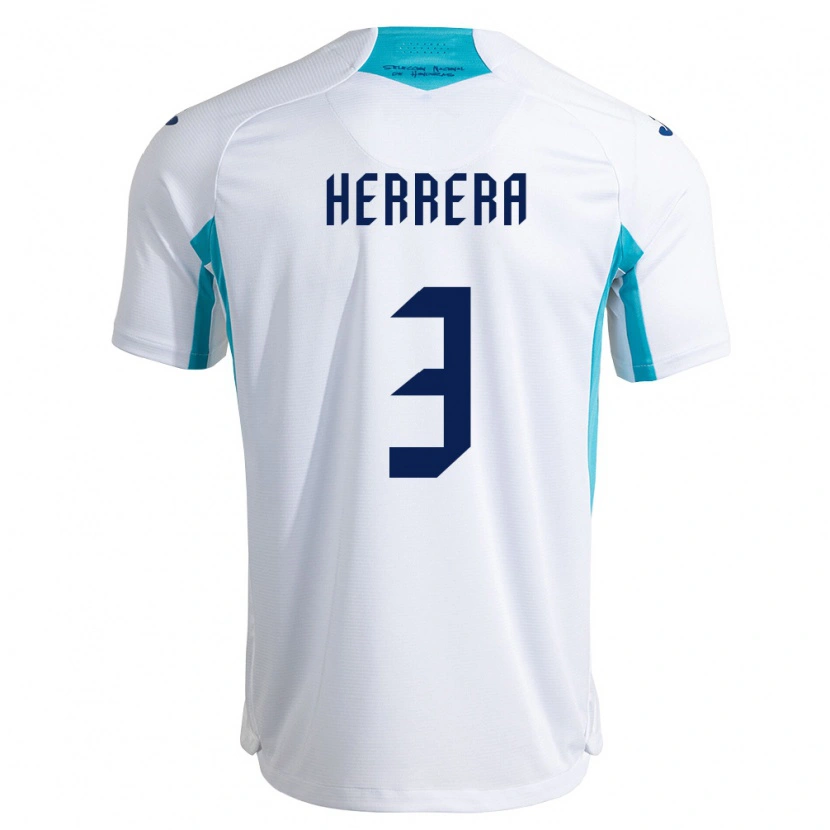 Danxen Hombre Camiseta Honduras David Herrera #3 Blanco Azul Azul Cielo 1ª Equipación 26-28 La Camisa