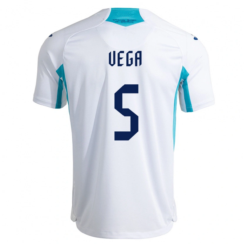 Danxen Hombre Camiseta Honduras Luis Vega #5 Blanco Azul Azul Cielo 1ª Equipación 26-28 La Camisa