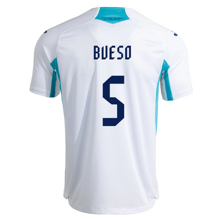 Danxen Hombre Camiseta Honduras Jonathan Bueso #5 Blanco Azul Azul Cielo 1ª Equipación 26-28 La Camisa