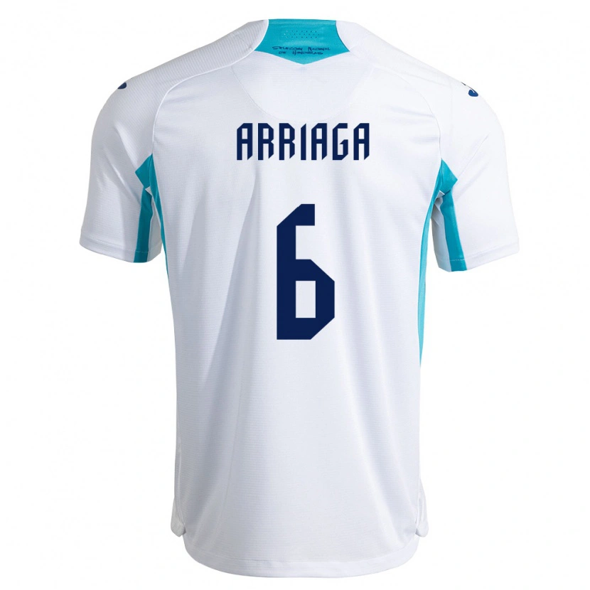Danxen Hombre Camiseta Honduras Javier Arriaga #6 Blanco Azul Azul Cielo 1ª Equipación 26-28 La Camisa