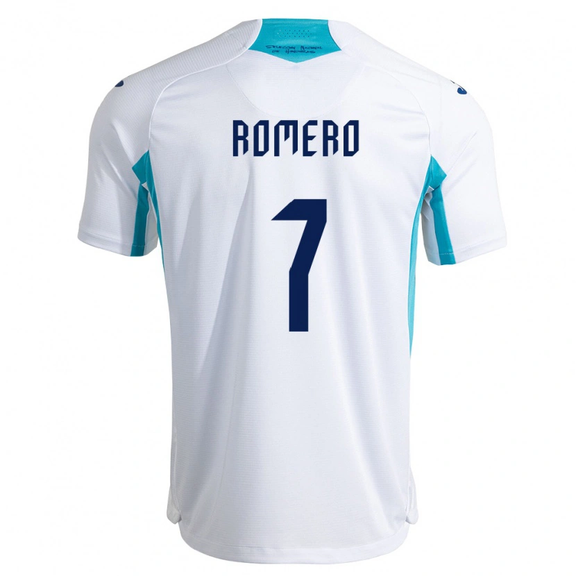 Danxen Hombre Camiseta Honduras Eduardo Romero #7 Blanco Azul Azul Cielo 1ª Equipación 26-28 La Camisa