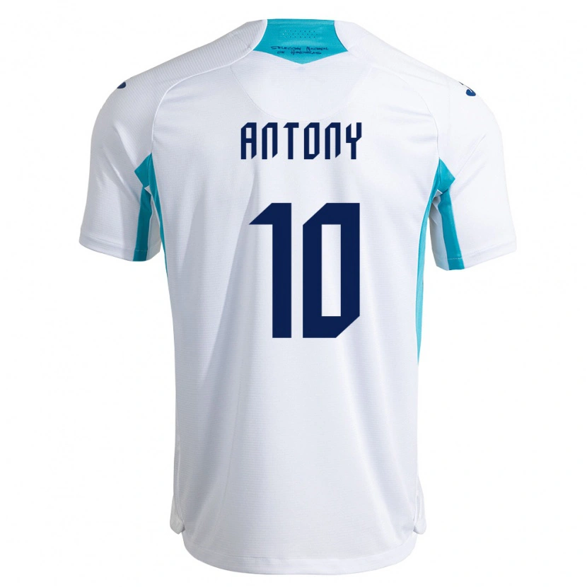 Danxen Hombre Camiseta Honduras Antony García #10 Blanco Azul Azul Cielo 1ª Equipación 26-28 La Camisa
