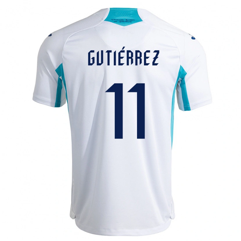 Danxen Hombre Camiseta Honduras José Gutiérrez #11 Blanco Azul Azul Cielo 1ª Equipación 26-28 La Camisa