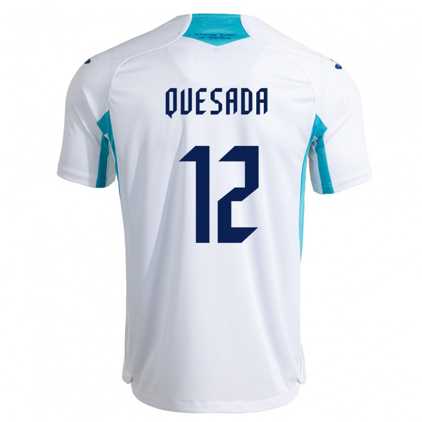 Danxen Hombre Camiseta Honduras Juan Quesada #12 Blanco Azul Azul Cielo 1ª Equipación 26-28 La Camisa