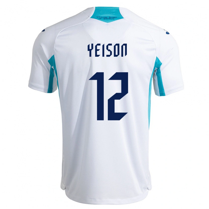 Danxen Hombre Camiseta Honduras Yeison Mejía #12 Blanco Azul Azul Cielo 1ª Equipación 26-28 La Camisa
