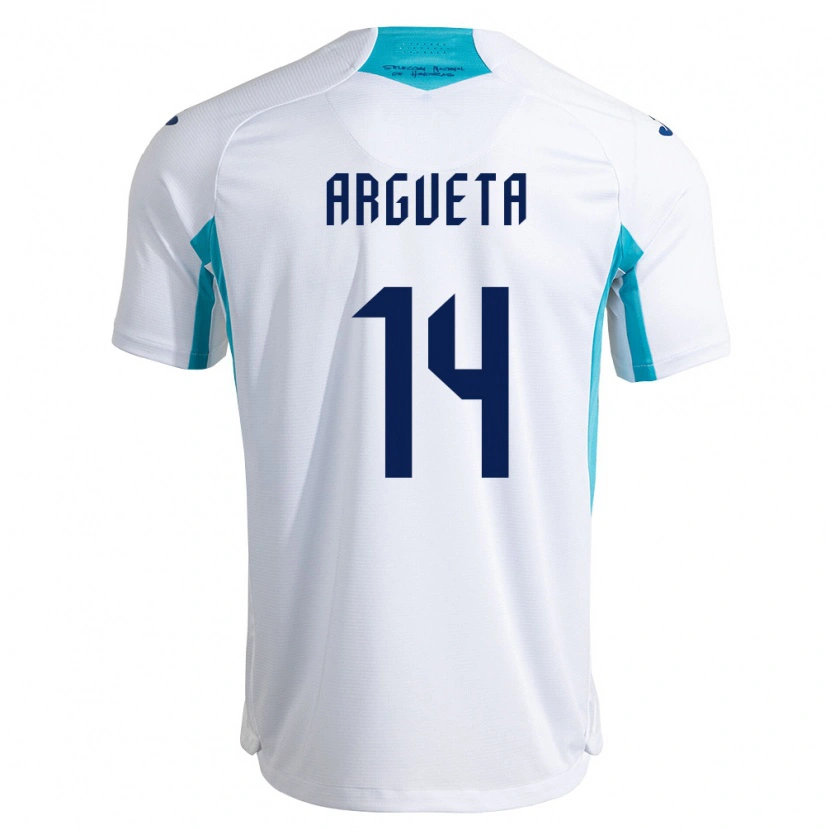 Danxen Hombre Camiseta Honduras Carlos Argueta #14 Blanco Azul Azul Cielo 1ª Equipación 26-28 La Camisa