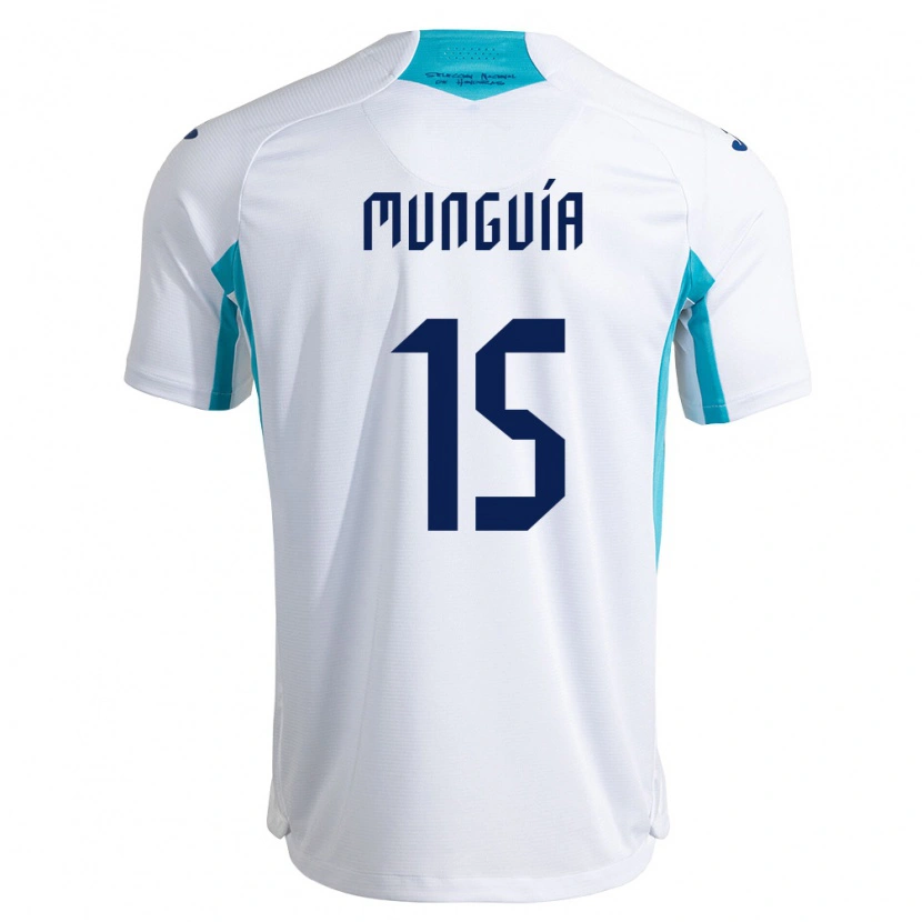 Danxen Hombre Camiseta Honduras Edwin Munguía #15 Blanco Azul Azul Cielo 1ª Equipación 26-28 La Camisa
