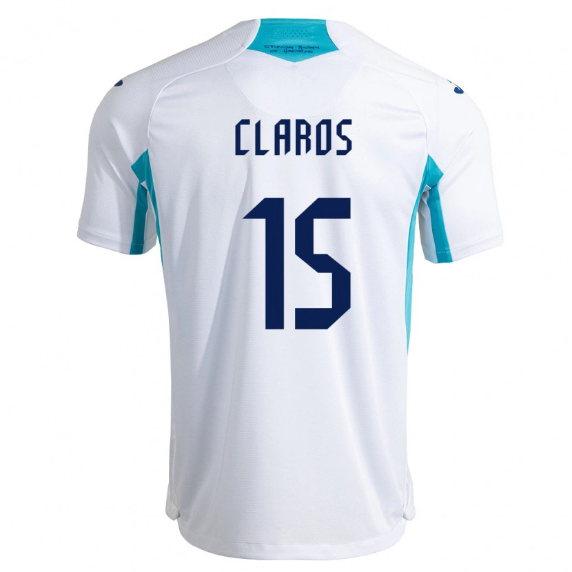Danxen Hombre Camiseta Honduras Jonathan Claros #15 Blanco Azul Azul Cielo 1ª Equipación 26-28 La Camisa