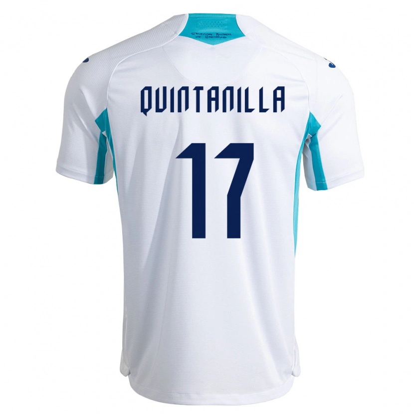 Danxen Hombre Camiseta Honduras Jayson Quintanilla #17 Blanco Azul Azul Cielo 1ª Equipación 26-28 La Camisa