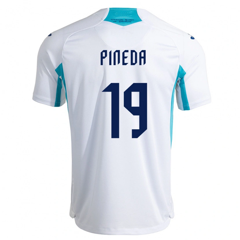 Danxen Hombre Camiseta Honduras Carlos Pineda #19 Blanco Azul Azul Cielo 1ª Equipación 26-28 La Camisa