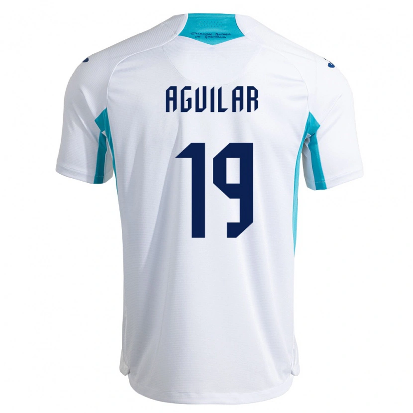 Danxen Hombre Camiseta Honduras Ángel Aguilar #19 Blanco Azul Azul Cielo 1ª Equipación 26-28 La Camisa
