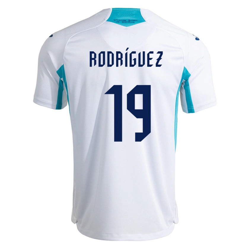 Danxen Hombre Camiseta Honduras Jeremy Rodríguez #19 Blanco Azul Azul Cielo 1ª Equipación 26-28 La Camisa