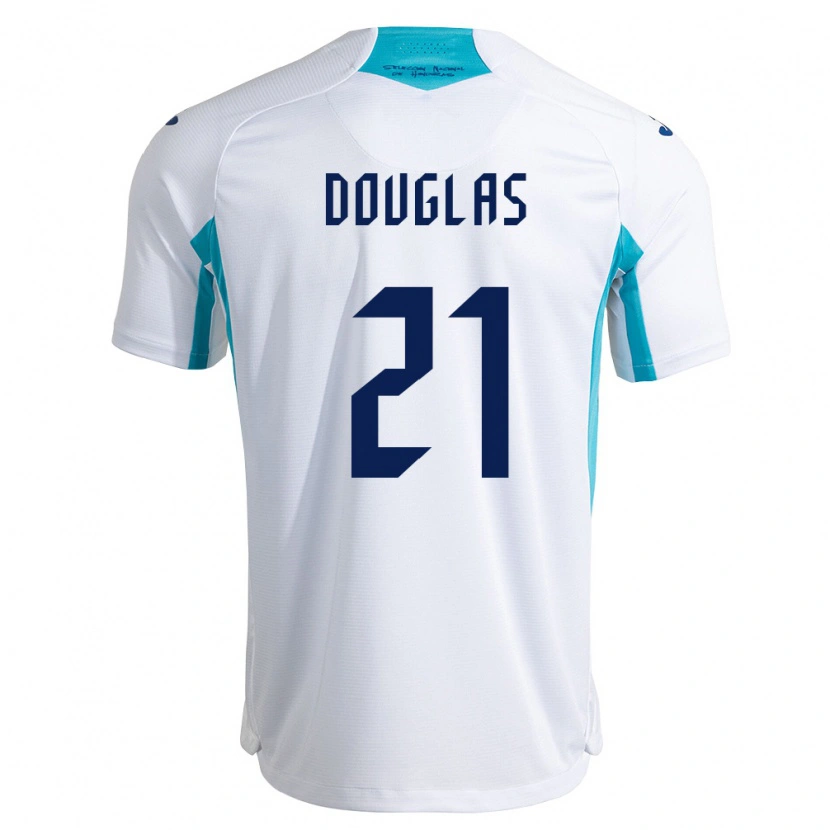 Danxen Hombre Camiseta Honduras Douglas Martínez #21 Blanco Azul Azul Cielo 1ª Equipación 26-28 La Camisa