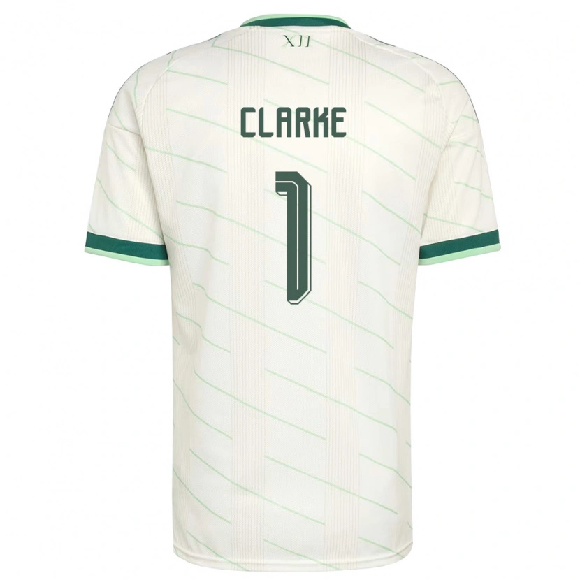 Danxen Hombre Camiseta Irlanda Del Norte Josh Clarke #1 Blanco Verde 2ª Equipación 26-28 La Camisa