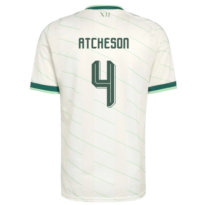 Danxen Hombre Camiseta Irlanda Del Norte Tom Atcheson #4 Blanco Verde 2ª Equipación 26-28 La Camisa