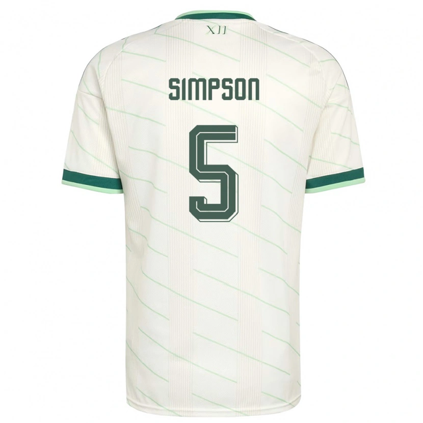 Danxen Hombre Camiseta Irlanda Del Norte James Simpson #5 Blanco Verde 2ª Equipación 26-28 La Camisa