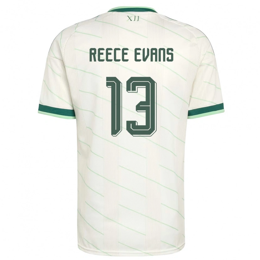 Danxen Hombre Camiseta Irlanda Del Norte Reece Evans #13 Blanco Verde 2ª Equipación 26-28 La Camisa