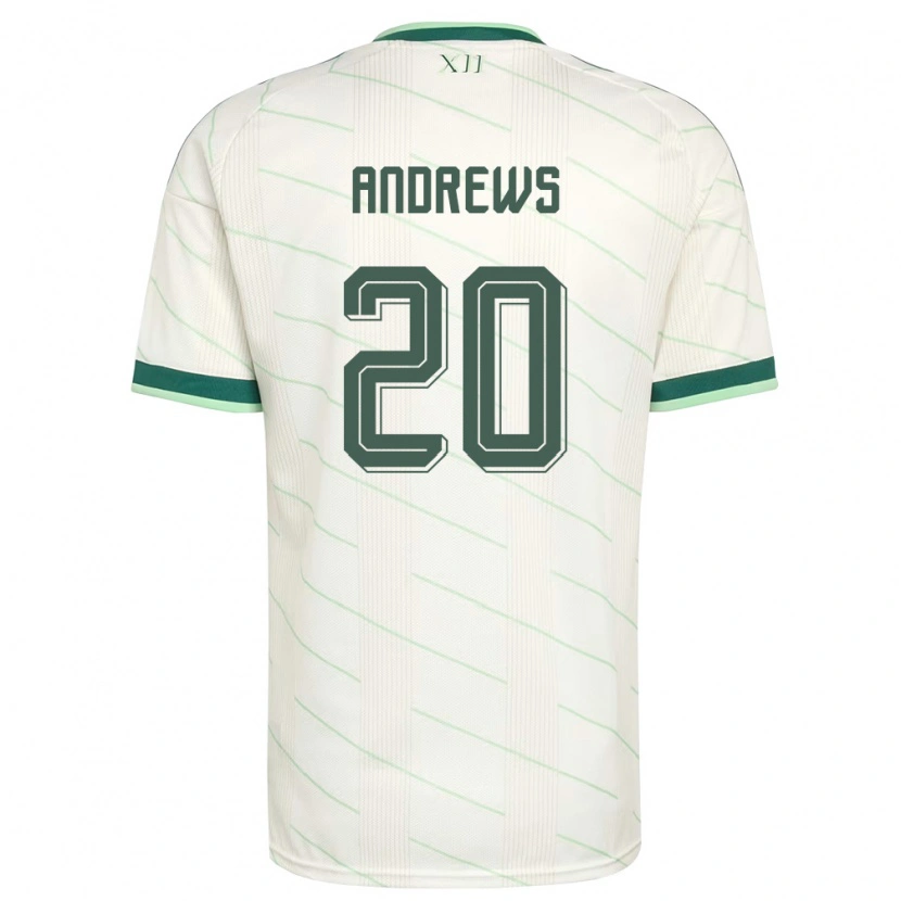 Danxen Hombre Camiseta Irlanda Del Norte Joely Andrews #20 Blanco Verde 2ª Equipación 26-28 La Camisa