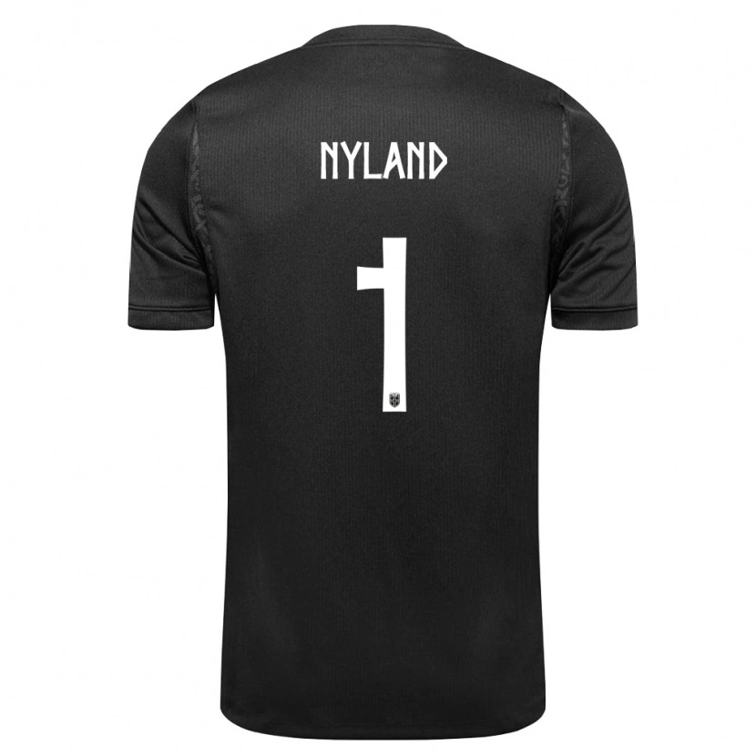 Danxen Hombre Camiseta Noruega Ørjan Nyland #1 Negro 2ª Equipación 26-28 La Camisa