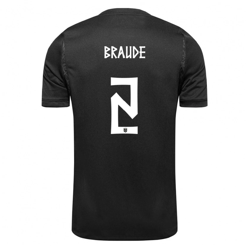Danxen Hombre Camiseta Noruega Oliver Braude #2 Negro 2ª Equipación 26-28 La Camisa