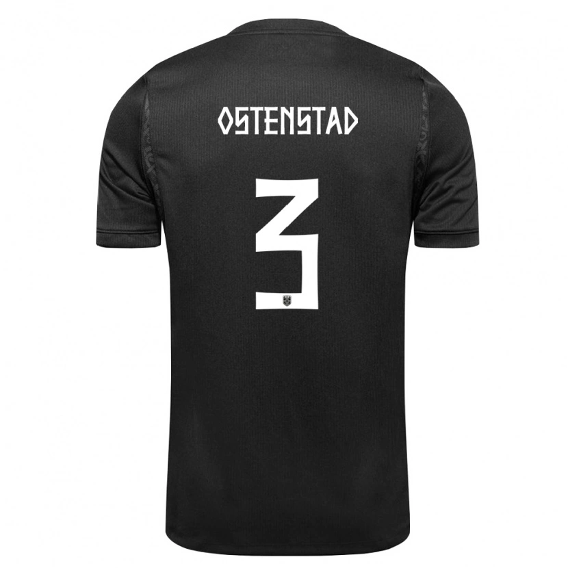 Danxen Hombre Camiseta Noruega Marthine Østenstad #3 Negro 2ª Equipación 26-28 La Camisa
