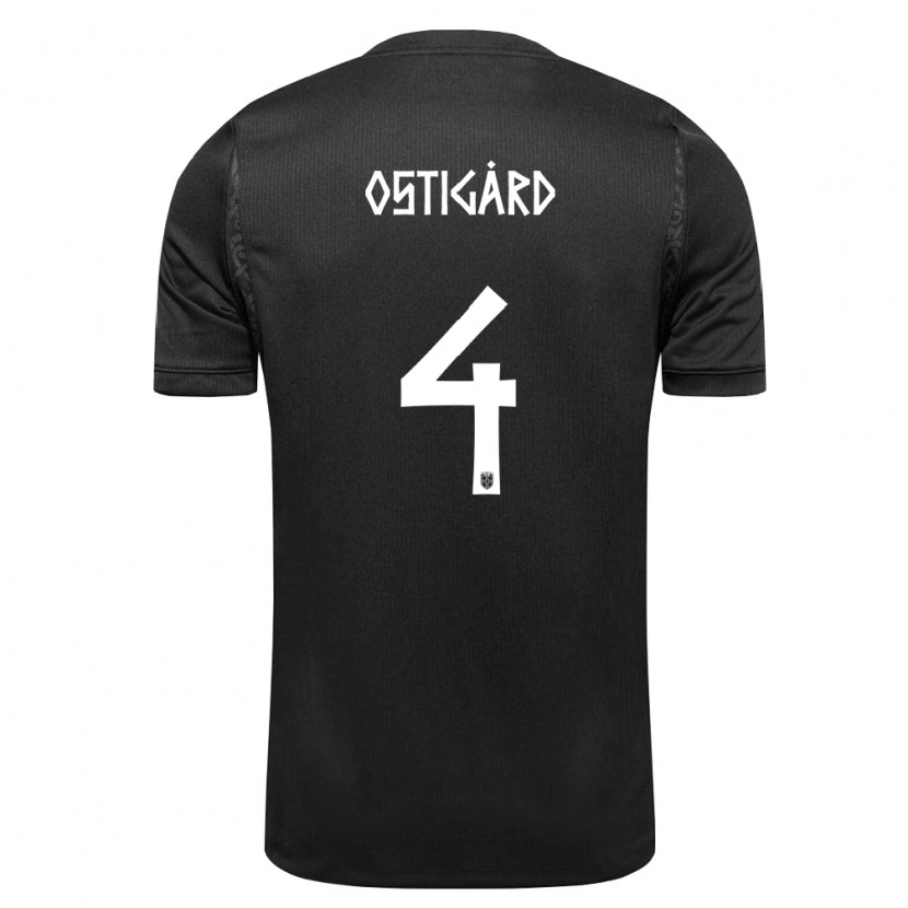 Danxen Hombre Camiseta Noruega Leo Østigård #4 Negro 2ª Equipación 26-28 La Camisa