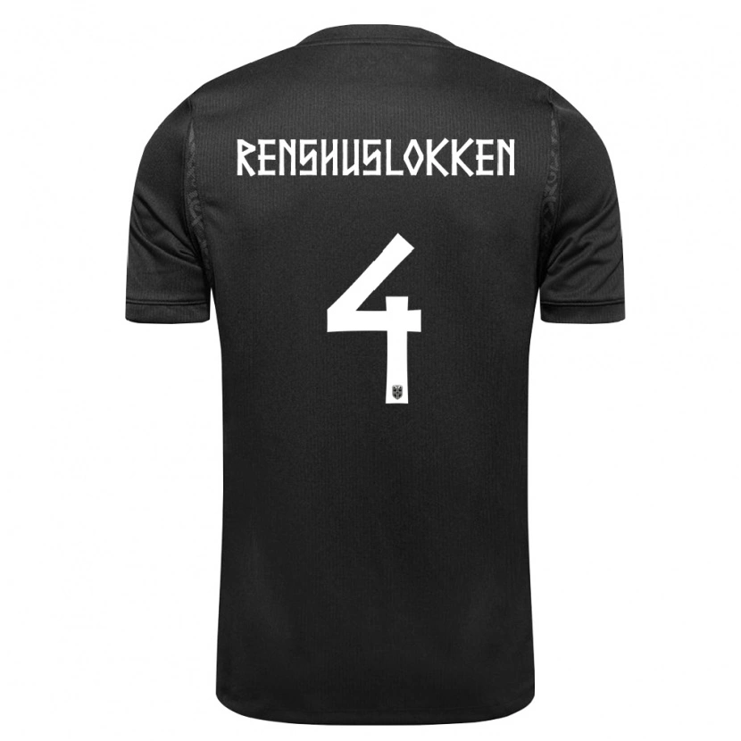 Danxen Hombre Camiseta Noruega Jesper Renshusløkken #4 Negro 2ª Equipación 26-28 La Camisa