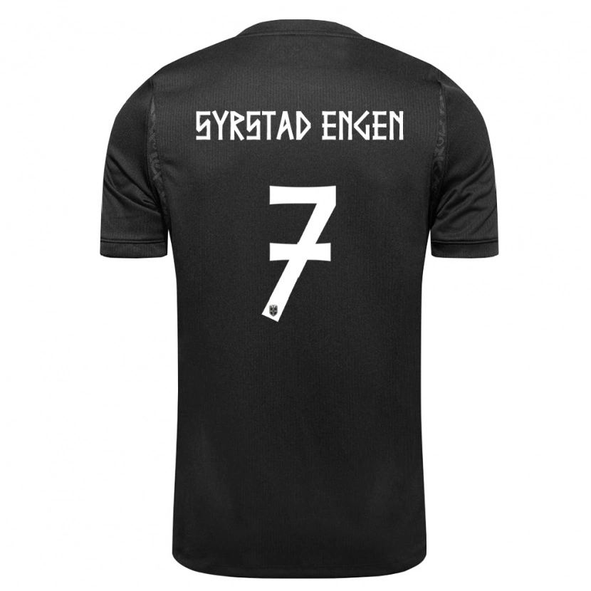 Danxen Hombre Camiseta Noruega Ingrid Syrstad Engen #7 Negro 2ª Equipación 26-28 La Camisa