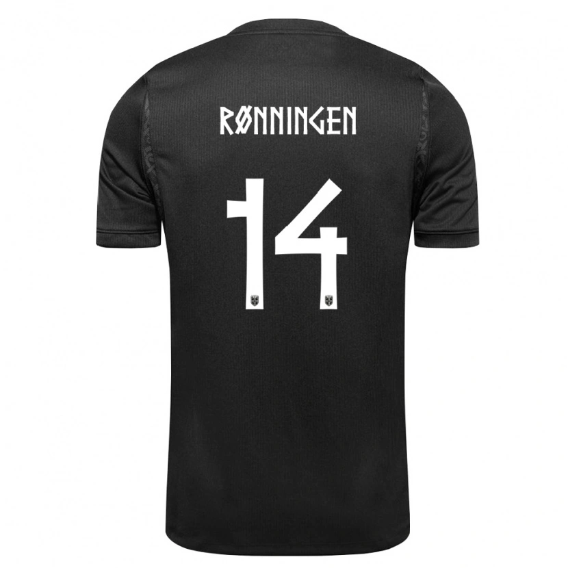 Danxen Hombre Camiseta Noruega Jakob Rønningen #14 Negro 2ª Equipación 26-28 La Camisa