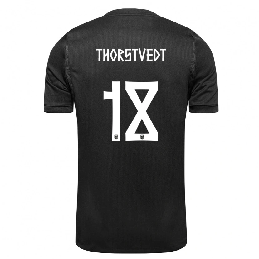Danxen Hombre Camiseta Noruega Kristian Thorstvedt #18 Negro 2ª Equipación 26-28 La Camisa