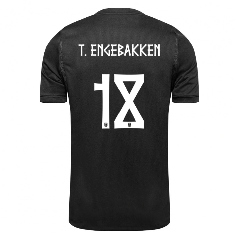 Danxen Hombre Camiseta Noruega Tinus Embergsrud Engebakken #18 Negro 2ª Equipación 26-28 La Camisa