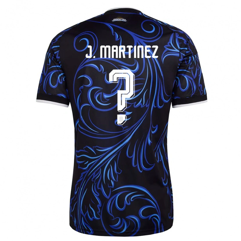 Danxen Hombre Camiseta Argentina Josias Martinez #0 Negro Blanco Azul Cielo 2ª Equipación 26-28 La Camisa