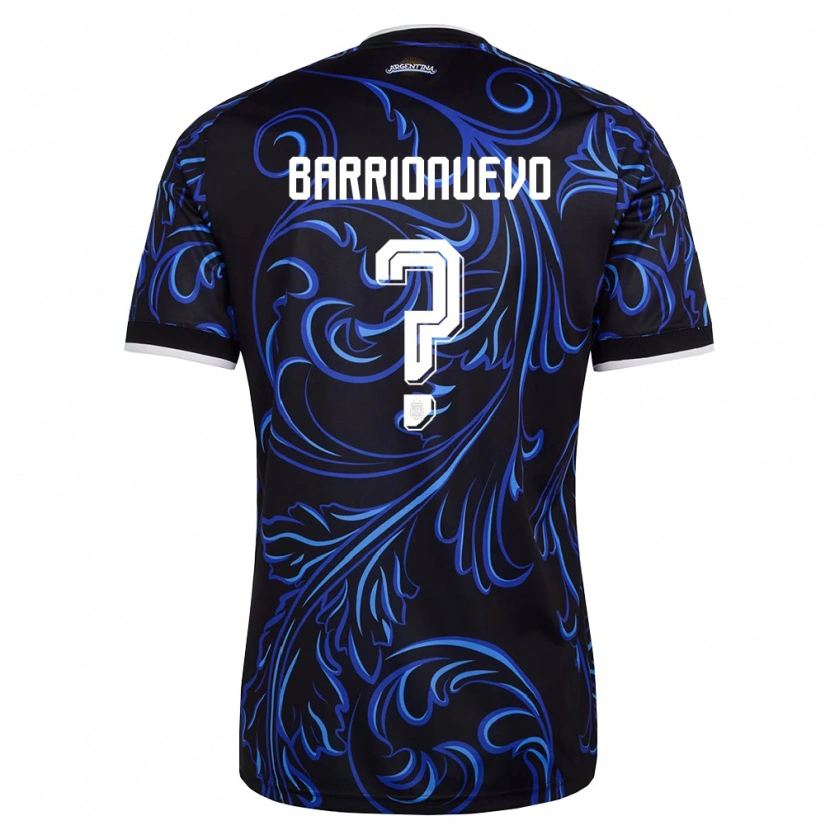 Danxen Hombre Camiseta Argentina Emiliano Barrionuevo #0 Negro Blanco Azul Cielo 2ª Equipación 26-28 La Camisa