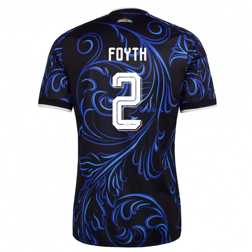 Danxen Hombre Camiseta Argentina Juan Foyth #2 Negro Blanco Azul Cielo 2ª Equipación 26-28 La Camisa