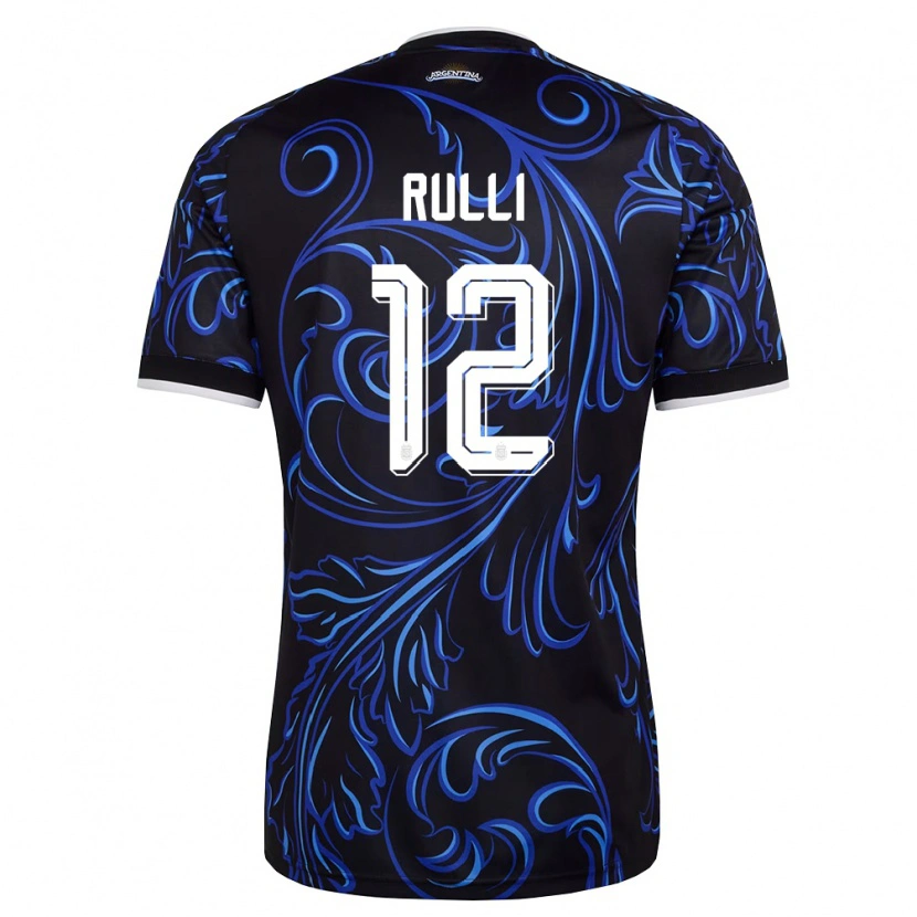 Danxen Hombre Camiseta Argentina Gerónimo Rulli #12 Negro Blanco Azul Cielo 2ª Equipación 26-28 La Camisa