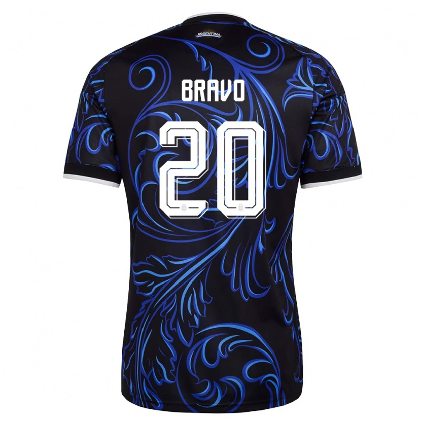 Danxen Hombre Camiseta Argentina Ruth Bravo #20 Negro Blanco Azul Cielo 2ª Equipación 26-28 La Camisa