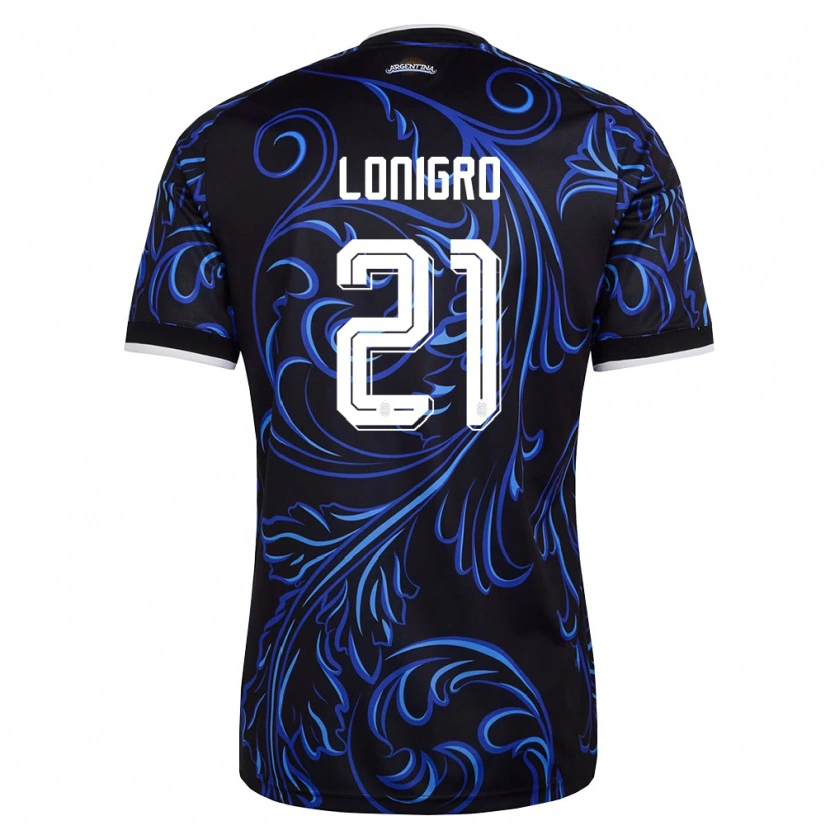 Danxen Hombre Camiseta Argentina Erica Lonigro #21 Negro Blanco Azul Cielo 2ª Equipación 26-28 La Camisa