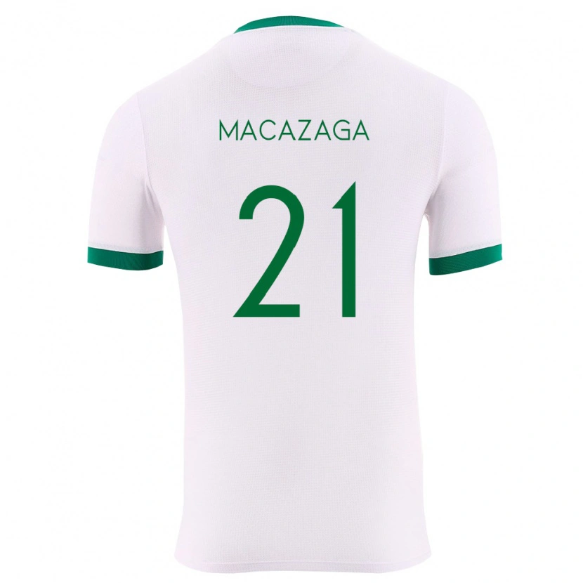 Danxen Hombre Camiseta Bolivia Lucas Macazaga #21 Blanco Verde Rojo 2ª Equipación 26-28 La Camisa