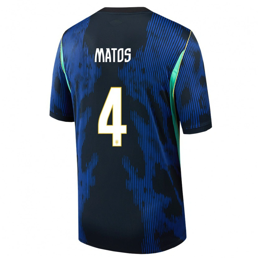 Danxen Hombre Camiseta Brasil Ryan Matos #4 Azul Amarillo Marino 2ª Equipación 26-28 La Camisa