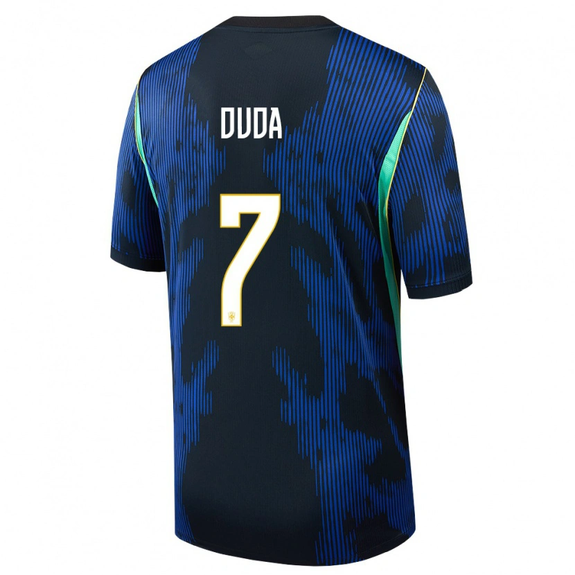 Danxen Hombre Camiseta Brasil Duda Francelino #7 Azul Amarillo Marino 2ª Equipación 26-28 La Camisa